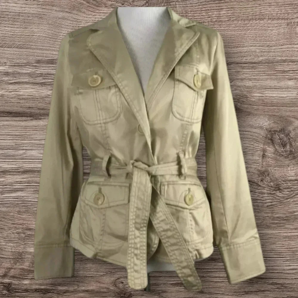 St. John's Bay Womens Long Sleeve Casual Jacket with Belt - Medium